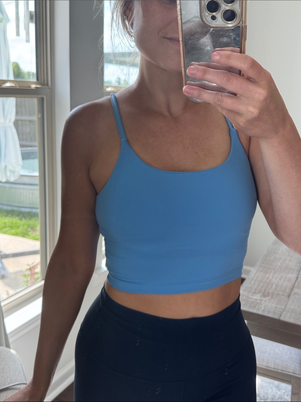 Light Blue Spaghetti Strap Crop Tank - Picture 6 of 11